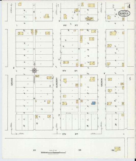 Sanborn Fire Insurance Map from Bowdle, Edmunds County, South Dakota (1939), Sheet #0004 - Historic Sanborn Fire Insurance Map Print, vintage old map wall art, antique decor, genealogy gift, South Dakota South Dakota map