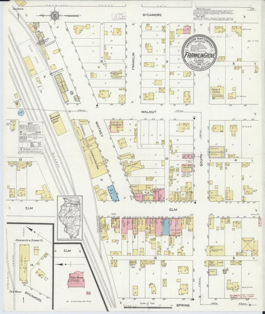 Sanborn Fire Insurance Map from Franklin Grove, Lee County, Illinois (1912), Sheet #0001 - Historic Sanborn Fire Insurance Map Print, vintage old map wall art, antique decor, genealogy gift, Illinois Illinois map