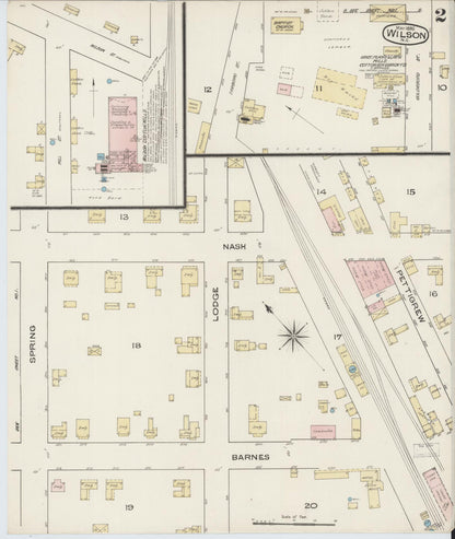 Sanborn Fire Insurance Map from Wilson, Wilson County, North Carolina (1885), Sheet #0002 - Complete Map Set gallery image, historic Sanborn map, vintage wall art, North Carolina North Carolina