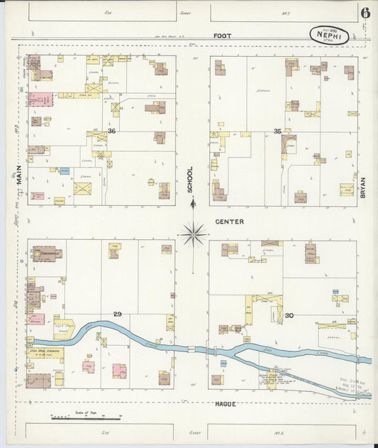 Sanborn Fire Insurance Map from Nephi, Juab County, Utah (1890), Sheet #0006 - Historic Sanborn Fire Insurance Map Print, vintage old map wall art, antique decor, genealogy gift, Utah Utah map