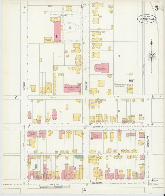 Sanborn Fire Insurance Map from Blairsville, Indiana County, Pennsylvania (1903), Sheet #0005 - Historic Sanborn Fire Insurance Map Print, vintage old map wall art, antique decor, genealogy gift, Pennsylvania Pennsylvania map