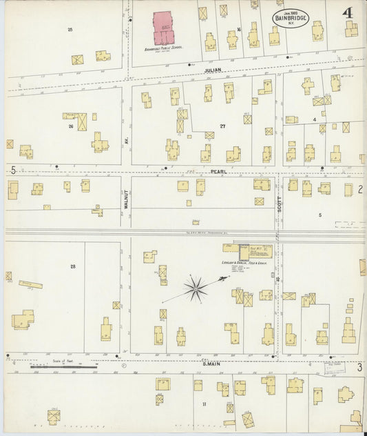 Sanborn Fire Insurance Map from Bainbridge, Chenango County, New York (1903), Sheet #0004 - Historic Sanborn Fire Insurance Map Print, vintage old map wall art, antique decor, genealogy gift, New York New York map