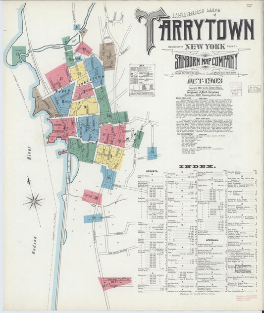 Sanborn Fire Insurance Map from Tarrytown, Westchester County, New York (1903), Sheet #0001 - Complete Map Set gallery image, historic Sanborn map, vintage wall art, New York New York