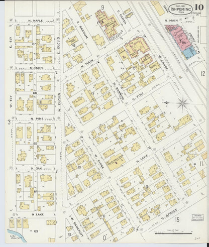 Sanborn Fire Insurance Map from Ishpeming, Marquette County, Michigan (1897), Sheet #0010 - Complete Map Set gallery image, historic Sanborn map, vintage wall art, Michigan Michigan