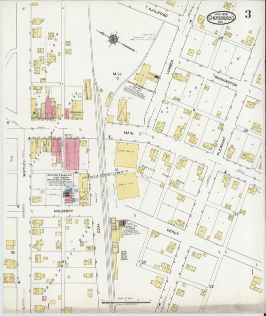 Sanborn Fire Insurance Map from Churubusco, Whitley County, Indiana (1919), Sheet #0003 - Historic Sanborn Fire Insurance Map Print, vintage old map wall art, antique decor, genealogy gift, Indiana Indiana map