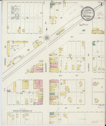 Sanborn Fire Insurance Map from Montrose, Henry County, Missouri (1894), Sheet #0001 - Historic Sanborn Fire Insurance Map Print, vintage old map wall art, antique decor, genealogy gift, Missouri Missouri map