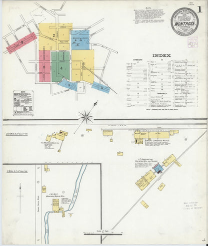 Sanborn Fire Insurance Map from Montrose, Susquehanna County, Pennsylvania (1904), Sheet #0001 - Historic Sanborn Fire Insurance Map Print, vintage old map wall art, antique decor, genealogy gift, Pennsylvania Pennsylvania map