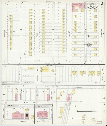 Sanborn Fire Insurance Map from Gary, Lake County, Indiana (1908), Sheet #0002 - Historic Sanborn Fire Insurance Map Print, vintage old map wall art, antique decor, genealogy gift, Indiana Indiana map