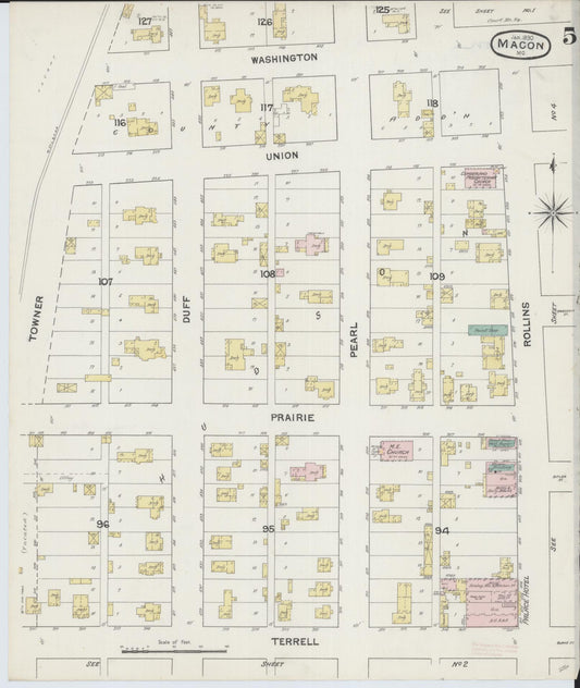 Sanborn Fire Insurance Map from Macon, Macon County, Missouri (1890), Sheet #0005 - Historic Sanborn Fire Insurance Map Print, vintage old map wall art, antique decor, genealogy gift, Missouri Missouri map