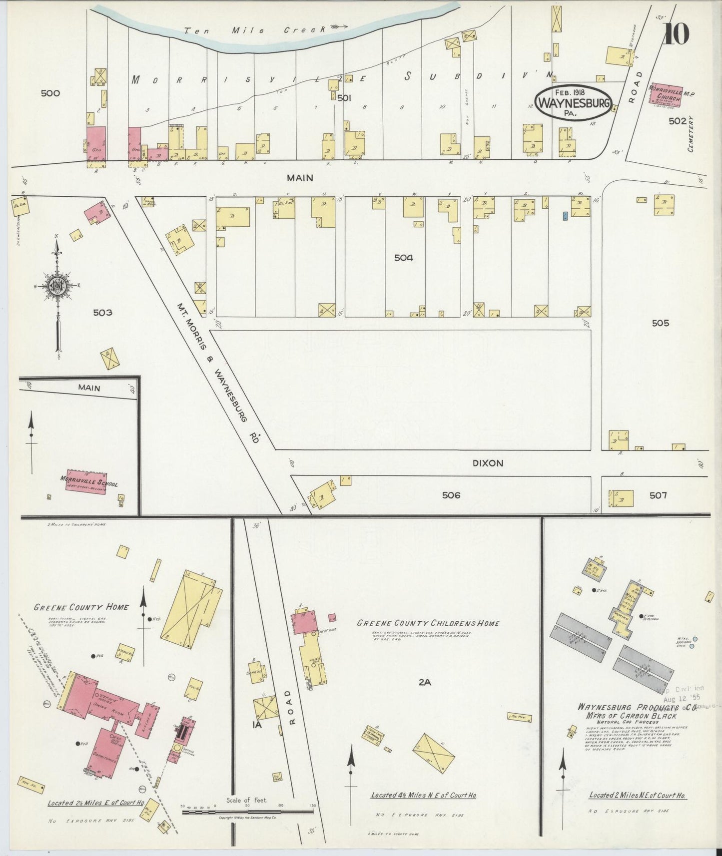 Sanborn Fire Insurance Map from Waynesburg, Greene County, Pennsylvania (1918), Sheet #0010 - Complete Map Set gallery image, historic Sanborn map, vintage wall art, Pennsylvania Pennsylvania
