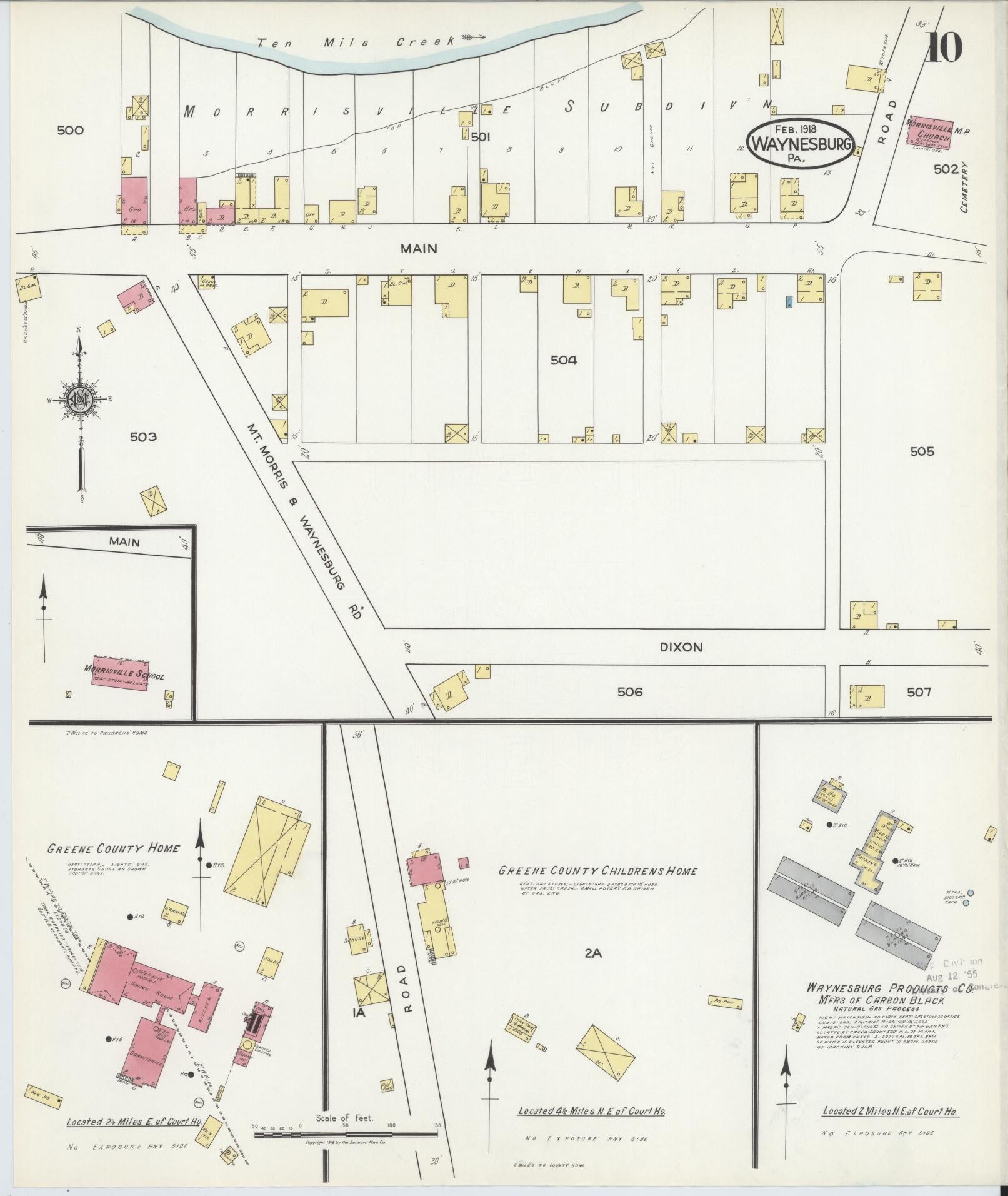 Sanborn Fire Insurance Map from Waynesburg, Greene County, Pennsylvania (1918), Sheet #0010 - Complete Map Set gallery image, historic Sanborn map, vintage wall art, Pennsylvania Pennsylvania