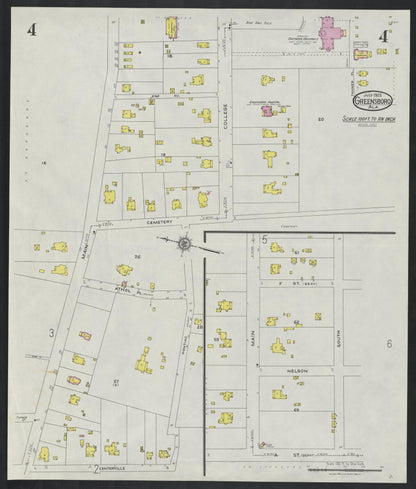 Sanborn Fire Insurance Map from Greensboro, Hale County, Alabama (1925), Sheet #0004 - Complete Map Set gallery image, historic Sanborn map, vintage wall art, Alabama Alabama