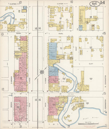 Sanborn Fire Insurance Map from Napa, Napa County, California (1910), Sheet #0014 - Historic Sanborn Fire Insurance Map Print, vintage old map wall art, antique decor, genealogy gift, California California map