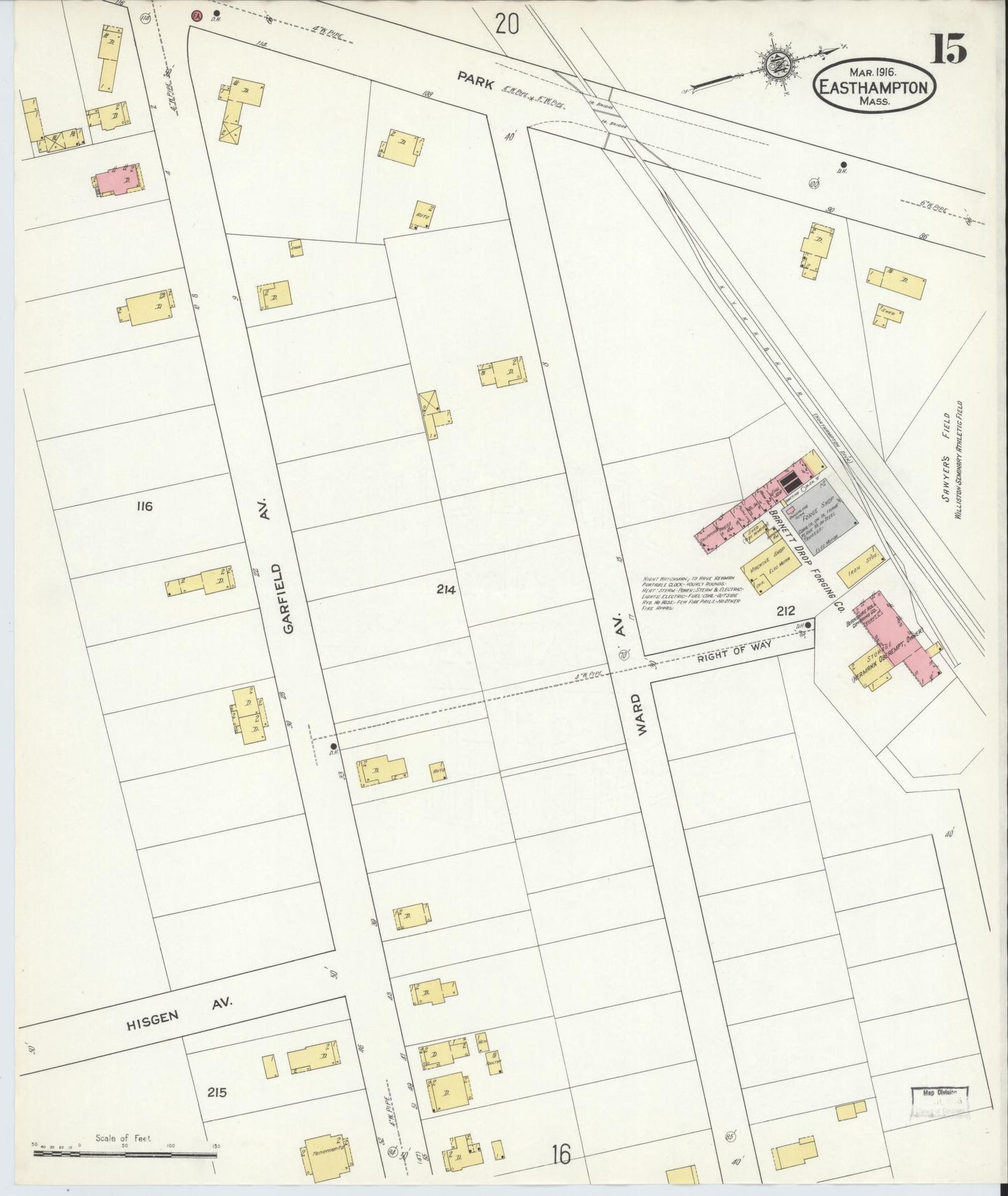 Sanborn Fire Insurance Map from East Hampton, Hampshire County, Massachusetts (1916), Sheet #0015 - Historic Sanborn Fire Insurance Map Print, vintage old map wall art, antique decor, genealogy gift, Massachusetts Massachusetts map