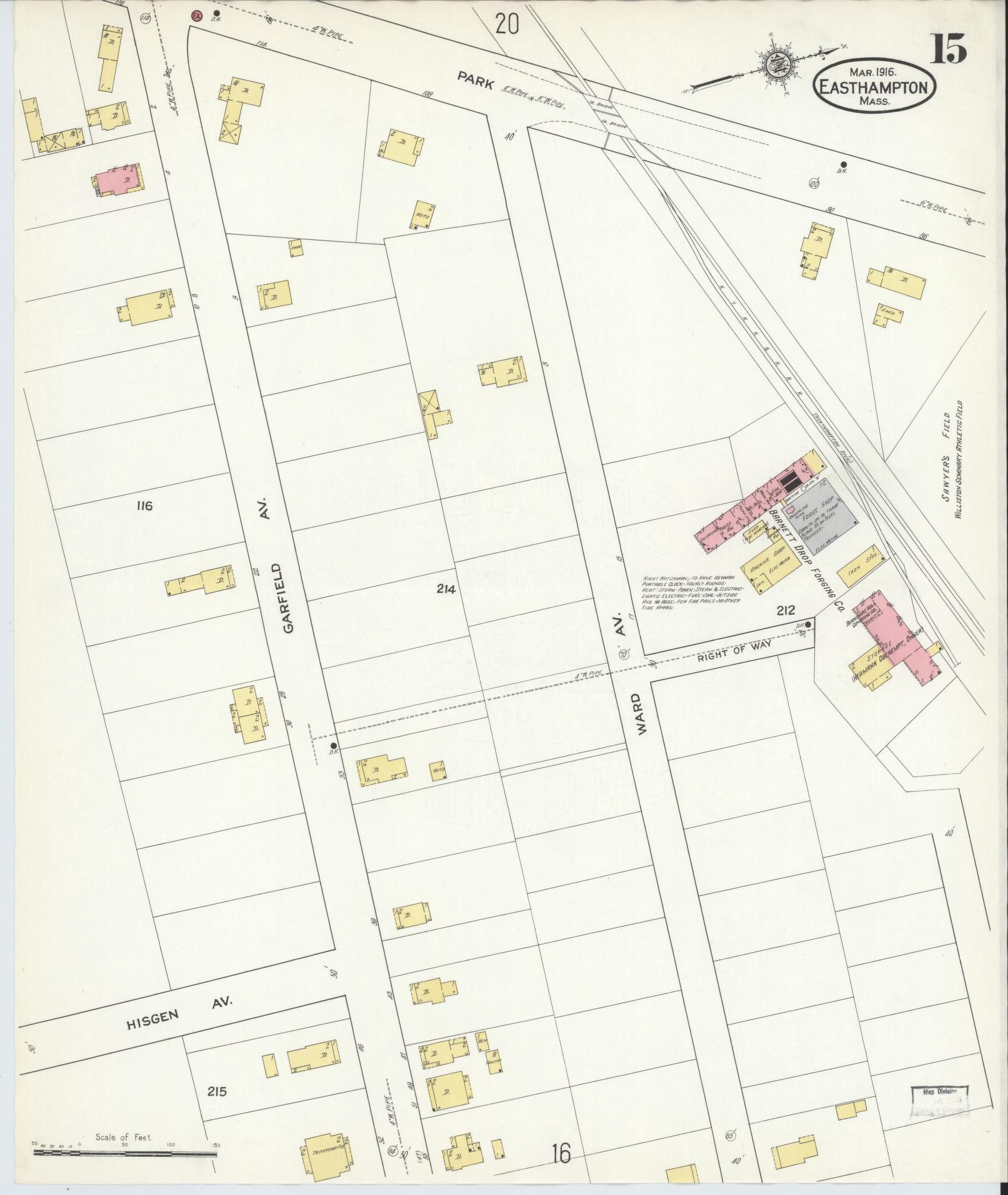 Sanborn Fire Insurance Map from East Hampton, Hampshire County, Massachusetts (1916), Sheet #0015 - Historic Sanborn Fire Insurance Map Print, vintage old map wall art, antique decor, genealogy gift, Massachusetts Massachusetts map