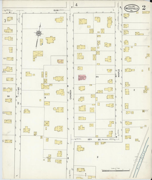 Sanborn Fire Insurance Map from Westfield, Tioga County, Pennsylvania (1915), Sheet #0002 - Historic Sanborn Fire Insurance Map Print, vintage old map wall art, antique decor, genealogy gift, Pennsylvania Pennsylvania map