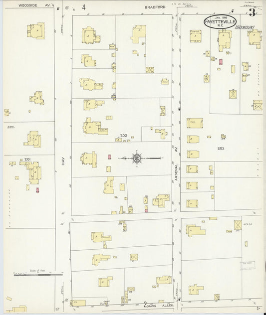 Sanborn Fire Insurance Map from Fayetteville, Cumberland County, North Carolina (1914), Sheet #0003 - Historic Sanborn Fire Insurance Map Print, vintage old map wall art, antique decor, genealogy gift, North Carolina North Carolina map