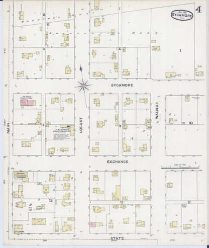 Sanborn Fire Insurance Map from Sycamore, De Kalb County, Illinois (1891), Sheet #0004 - Complete Map Set gallery image, historic Sanborn map, vintage wall art, Illinois Illinois