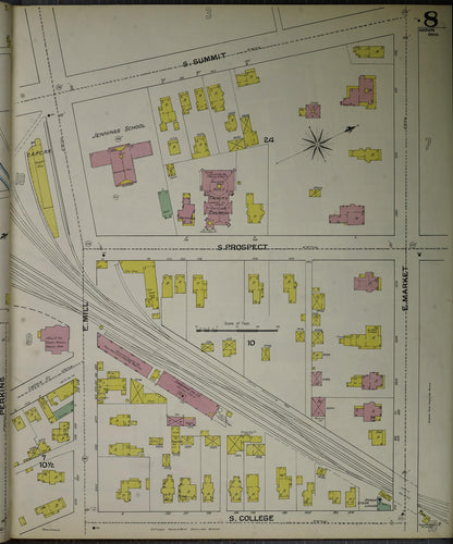 Sanborn Fire Insurance Map from Akron, Summit County, Ohio (1892), Sheet #0008 - Complete Map Set gallery image, historic Sanborn map, vintage wall art, Ohio Ohio