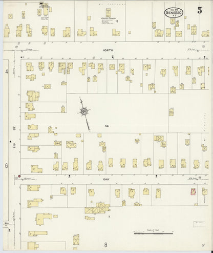 Sanborn Fire Insurance Map from Geneseo, Livingston County, New York (1913), Sheet #0005 - Complete Map Set gallery image, historic Sanborn map, vintage wall art, New York New York