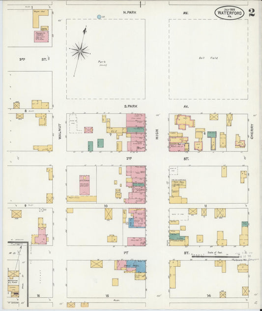 Sanborn Fire Insurance Map from Waterford, Erie County, Pennsylvania (1905), Sheet #0002 - Historic Sanborn Fire Insurance Map Print, vintage old map wall art, antique decor, genealogy gift, Pennsylvania Pennsylvania map
