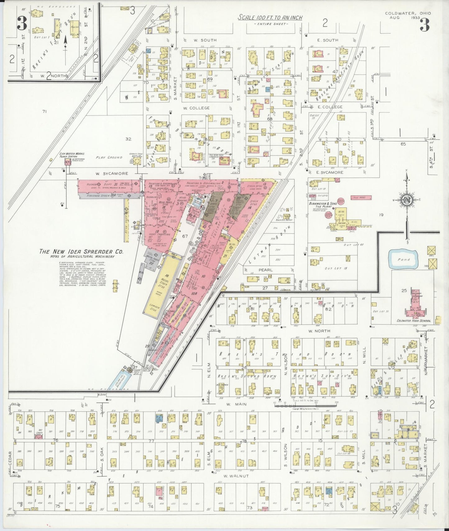 Sanborn Fire Insurance Map from Cold Water, Mercer County, Ohio (1933), Sheet #0003 - Historic Sanborn Fire Insurance Map Print, vintage old map wall art, antique decor, genealogy gift, Ohio Ohio map