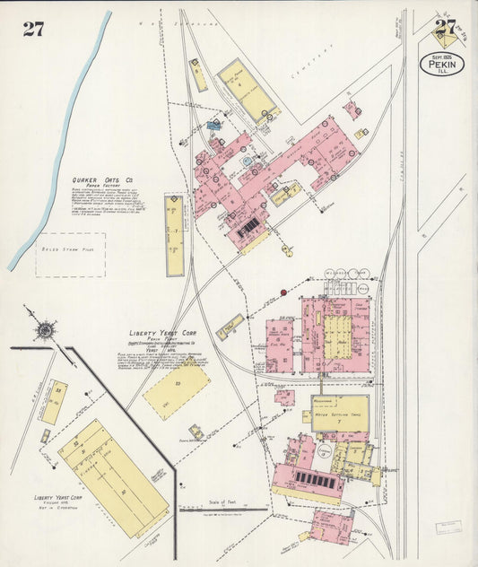 Sanborn Fire Insurance Map from Pekin, Tazewell County, Illinois (1925), Sheet #0027 - Historic Sanborn Fire Insurance Map Print, vintage old map wall art, antique decor, genealogy gift, Illinois Illinois map