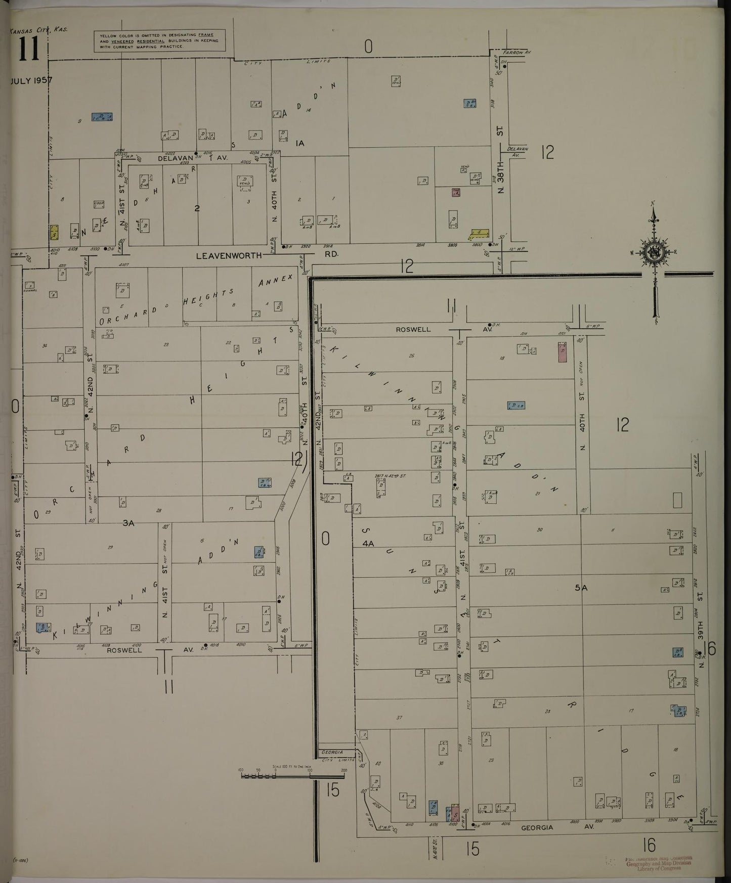 Sanborn Fire Insurance Map from Kansas City, Wyandotte County, Kansas (1957), Sheet #0011 - Complete Map Set gallery image, historic Sanborn map, vintage wall art, Kansas Kansas