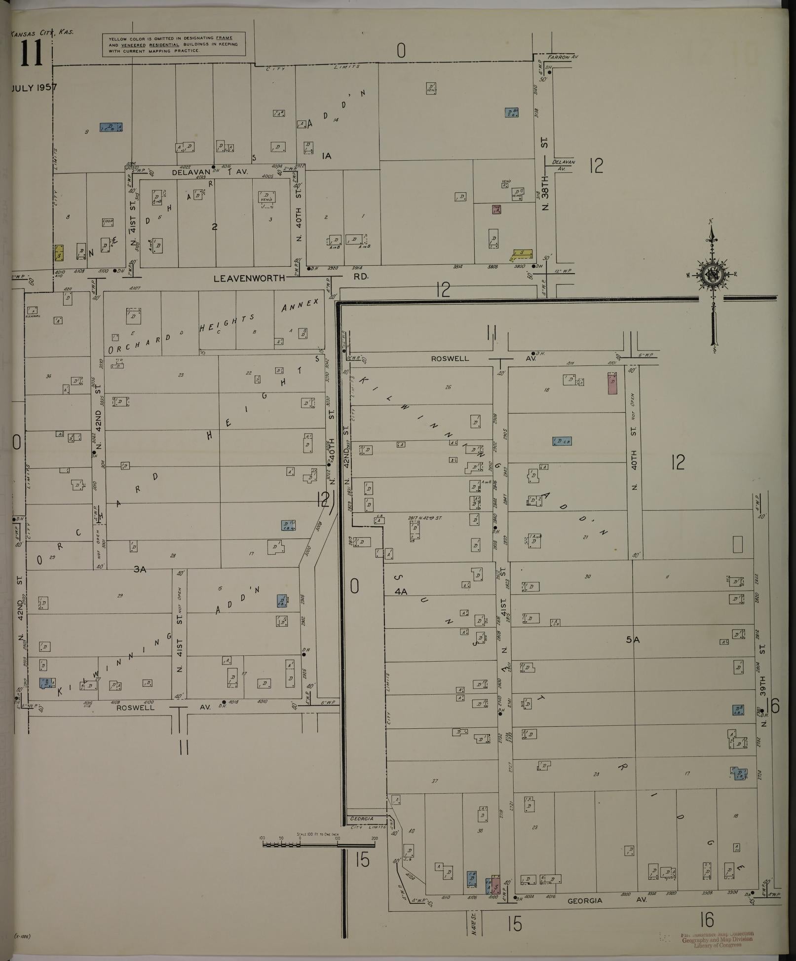 Sanborn Fire Insurance Map from Kansas City, Wyandotte County, Kansas (1957), Sheet #0011 - Complete Map Set gallery image, historic Sanborn map, vintage wall art, Kansas Kansas
