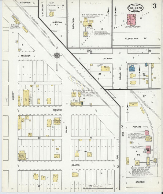 Sanborn Fire Insurance Map from Crescent, Logan County, Oklahoma (1918), Sheet #0003 - Historic Sanborn Fire Insurance Map Print, vintage old map wall art, antique decor, genealogy gift, Oklahoma Oklahoma map