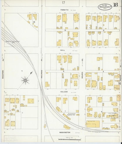 Sanborn Fire Insurance Map from Beaumont, Jefferson County, Texas (1904), Sheet #0018 - Historic Sanborn Fire Insurance Map Print, vintage old map wall art, antique decor, genealogy gift, Texas Texas map