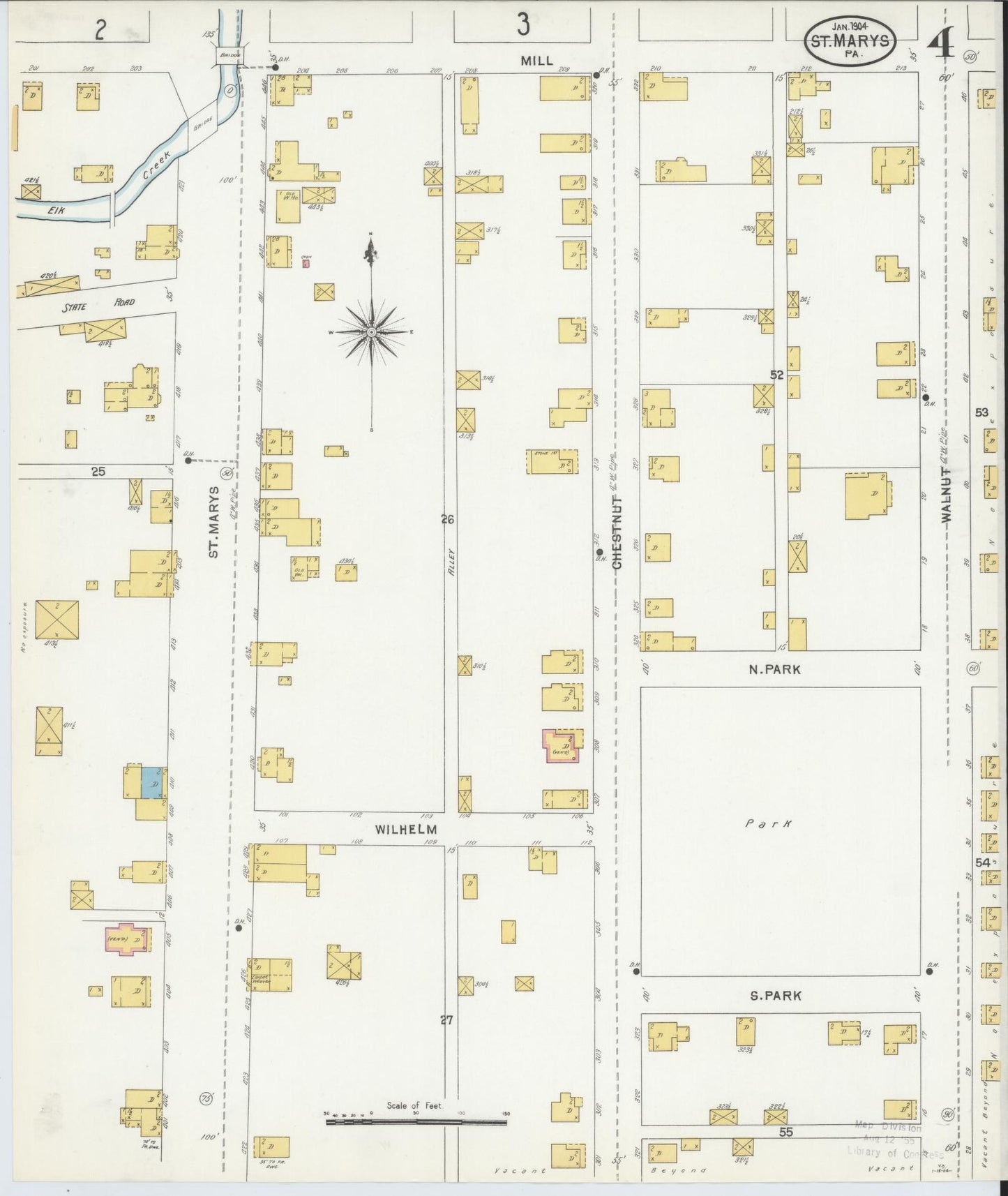 Sanborn Fire Insurance Map from Saint Marys, Elk County, Pennsylvania (1904), Sheet #0004 - Complete Map Set gallery image, historic Sanborn map, vintage wall art, Pennsylvania Pennsylvania