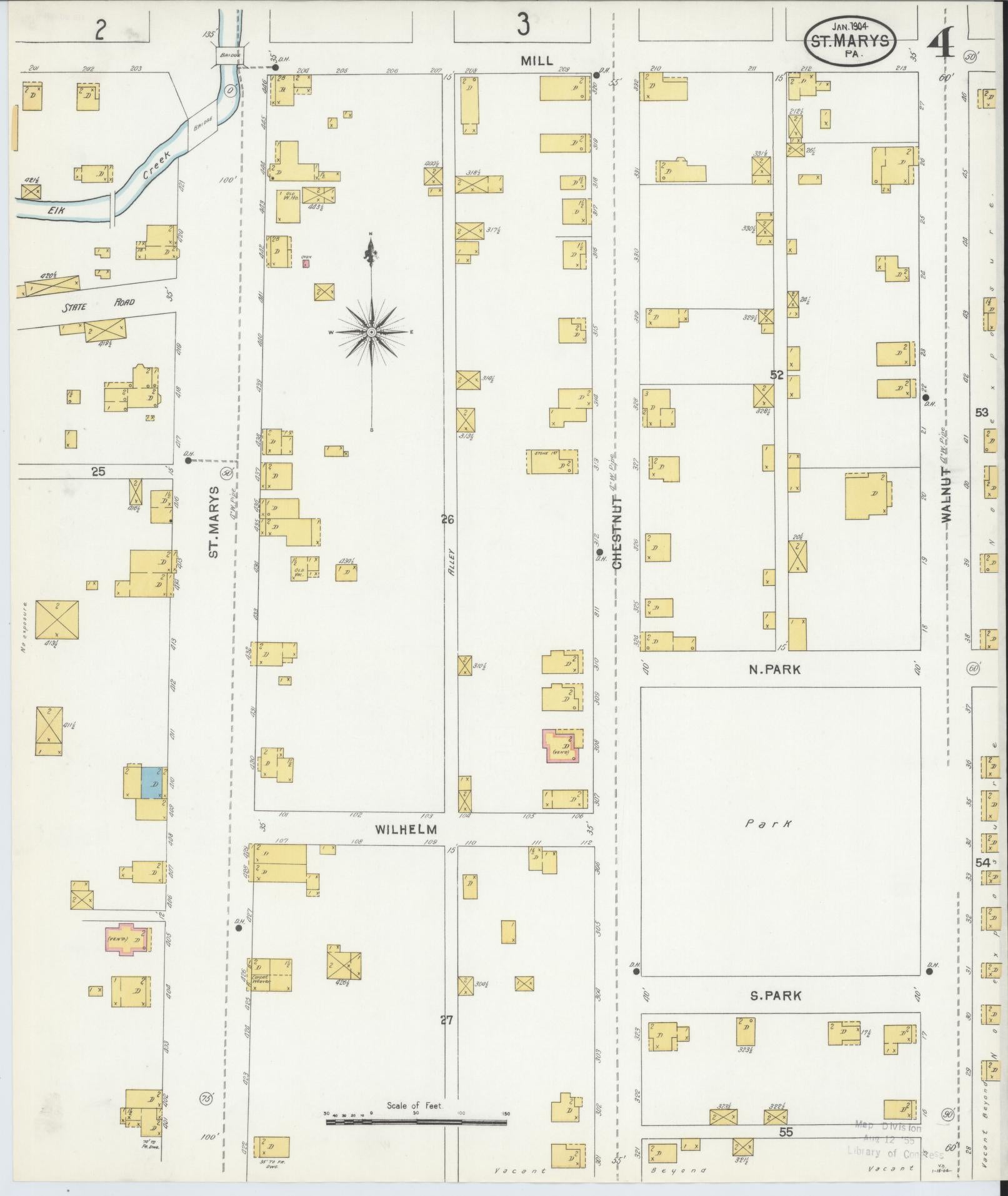 Sanborn Fire Insurance Map from Saint Marys, Elk County, Pennsylvania (1904), Sheet #0004 - Complete Map Set gallery image, historic Sanborn map, vintage wall art, Pennsylvania Pennsylvania