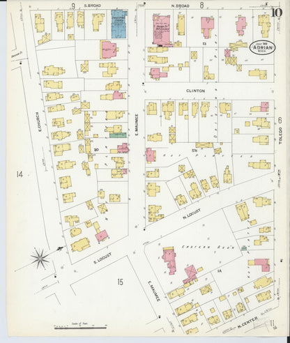 Sanborn Fire Insurance Map from Adrian, Lenawee County, Michigan (1908), Sheet #0010 - Complete Map Set gallery image, historic Sanborn map, vintage wall art, Michigan Michigan