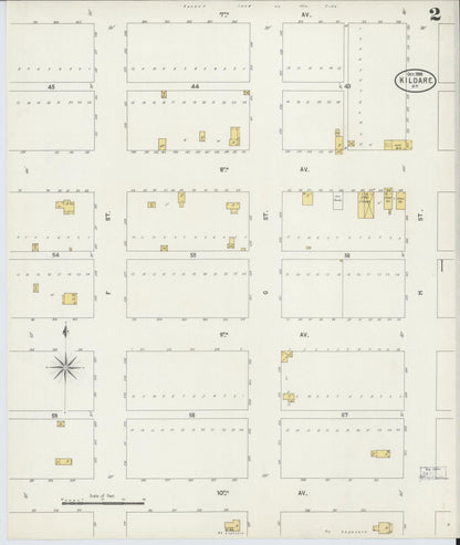 Sanborn Fire Insurance Map from Kildare, Kay County, Oklahoma (1898), Sheet #0002 - Complete Map Set gallery image, historic Sanborn map, vintage wall art, Oklahoma Oklahoma