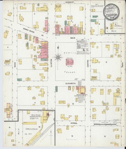 Sanborn Fire Insurance Map from Stockbridge, Ingham County, Michigan (1899), Sheet #0001 - Historic Sanborn Fire Insurance Map Print, vintage old map wall art, antique decor, genealogy gift, Michigan Michigan map