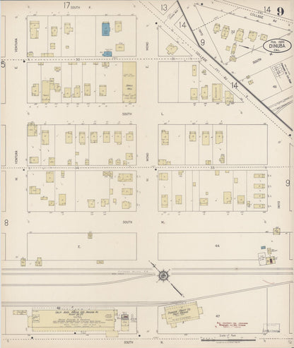 Sanborn Fire Insurance Map from Dinuba, Tulare County, California (1920), Sheet #0009 - Complete Map Set gallery image, historic Sanborn map, vintage wall art, California California