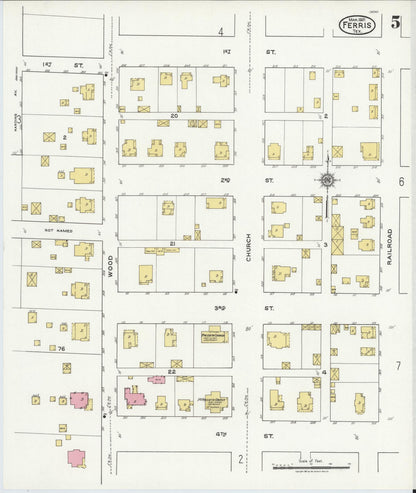 Sanborn Fire Insurance Map from Ferris, Ellis County, Texas (1921), Sheet #0005 - Complete Map Set gallery image, historic Sanborn map, vintage wall art, Texas Texas