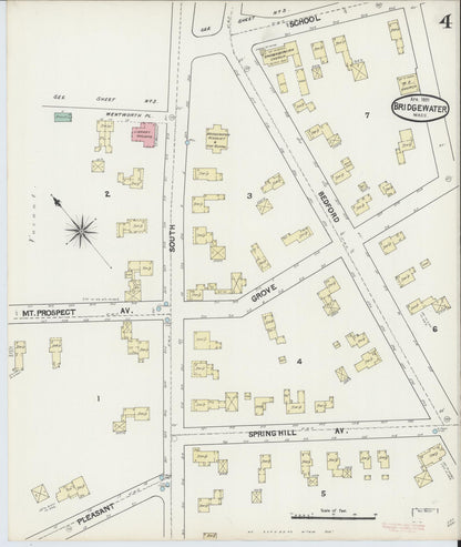 Sanborn Fire Insurance Map from Bridgewater, Plymouth County, Massachusetts (1891), Sheet #0004 - Complete Map Set gallery image, historic Sanborn map, vintage wall art, Massachusetts Massachusetts