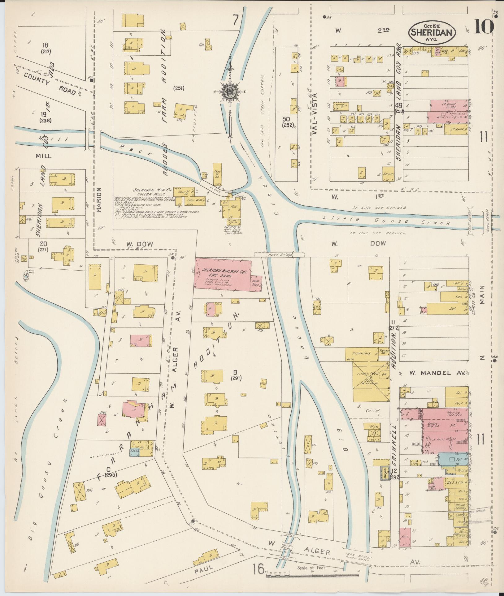 Sanborn Fire Insurance Map from Sheridan, Sheridan County, Wyoming (1912), Sheet #0010 - Historic Sanborn Fire Insurance Map Print, vintage old map wall art, antique decor, genealogy gift, Wyoming Wyoming map