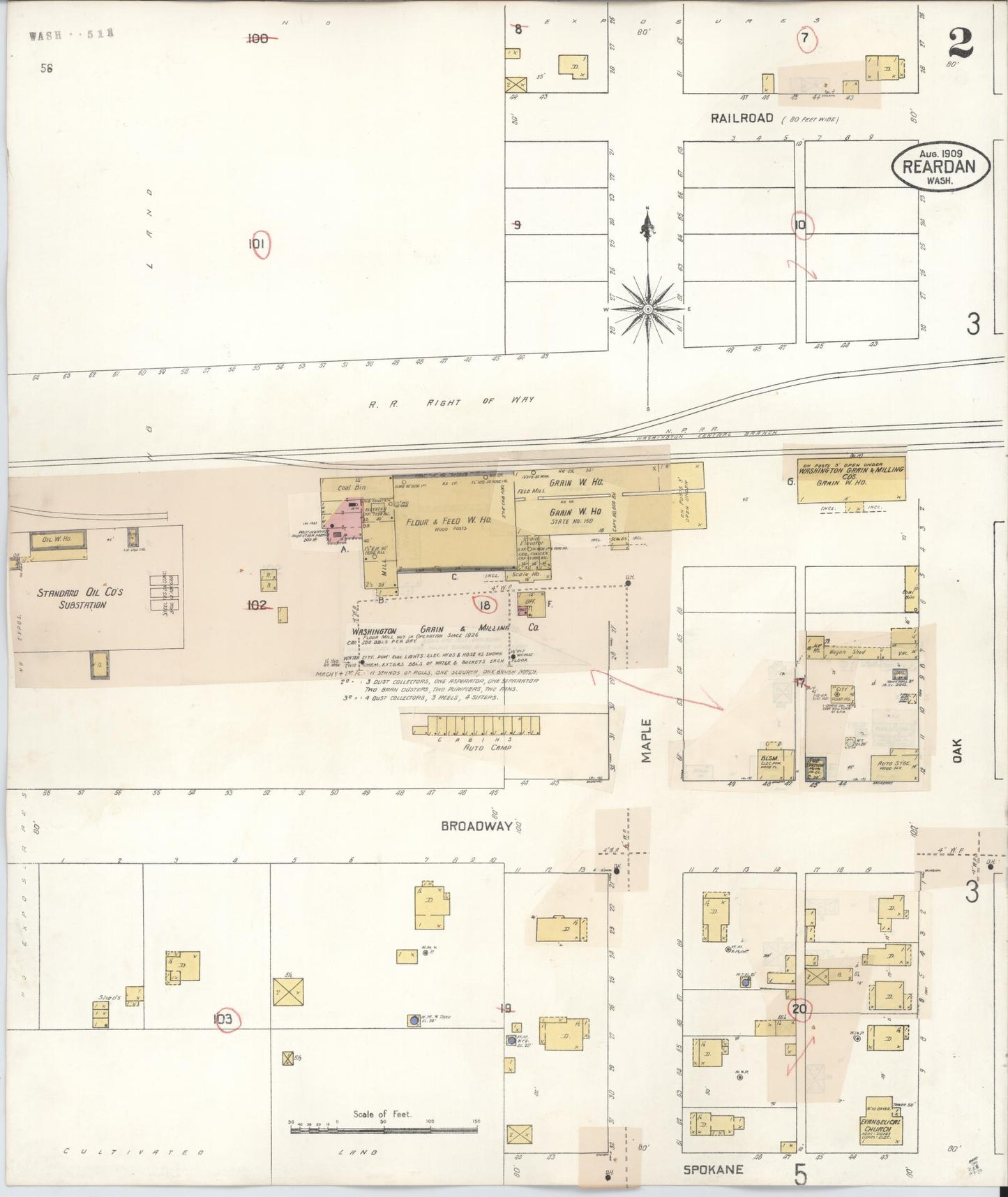 Sanborn Fire Insurance Map from Reardan, Lincoln County, Washington (1930), Sheet #0002 - Complete Map Set gallery image, historic Sanborn map, vintage wall art, Washington Washington