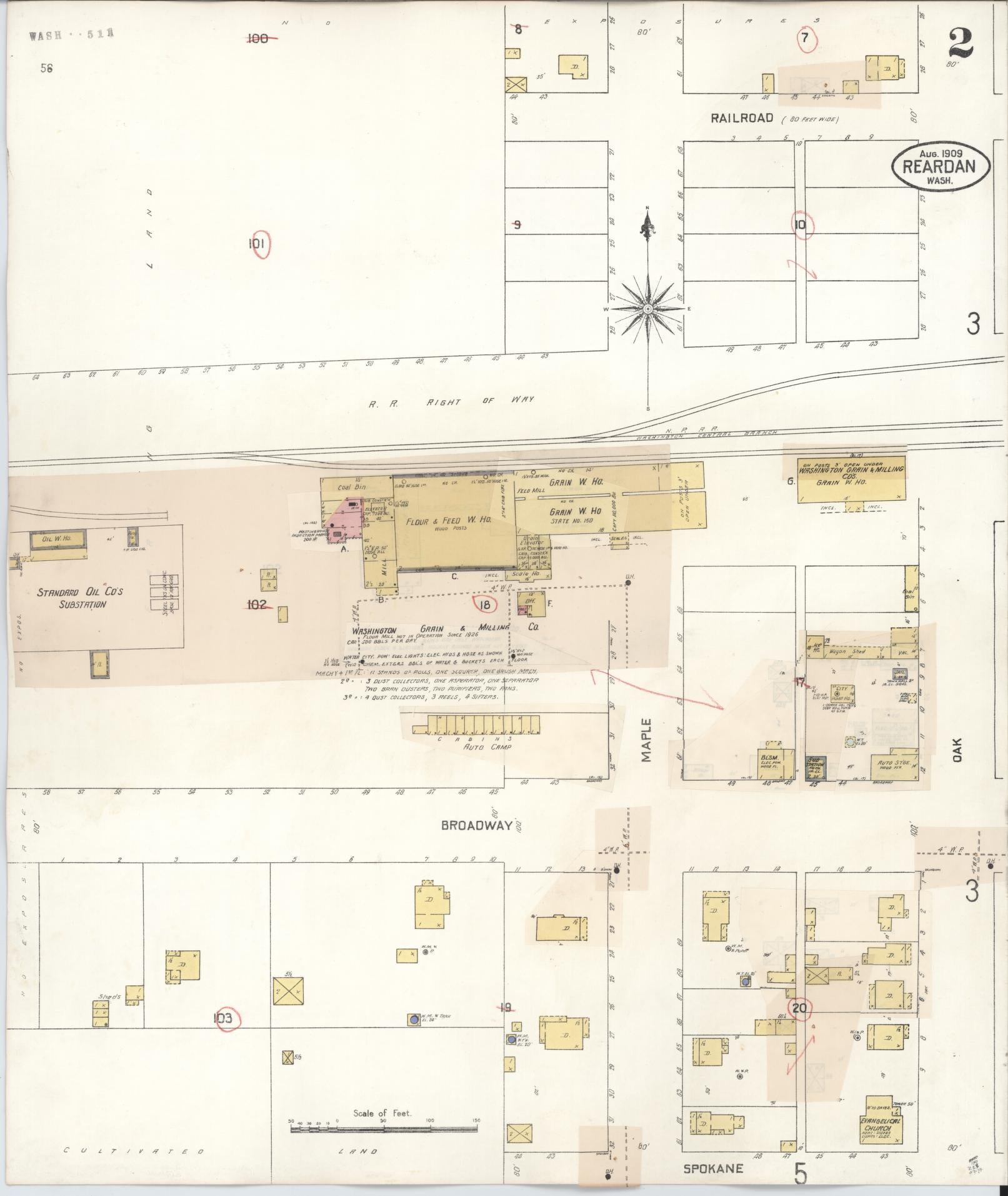 Sanborn Fire Insurance Map from Reardan, Lincoln County, Washington (1930), Sheet #0002 - Complete Map Set gallery image, historic Sanborn map, vintage wall art, Washington Washington