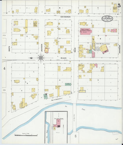 Sanborn Fire Insurance Map from Dundee, Kane County, Illinois (1905), Sheet #0005 - Historic Sanborn Fire Insurance Map Print, vintage old map wall art, antique decor, genealogy gift, Illinois Illinois map