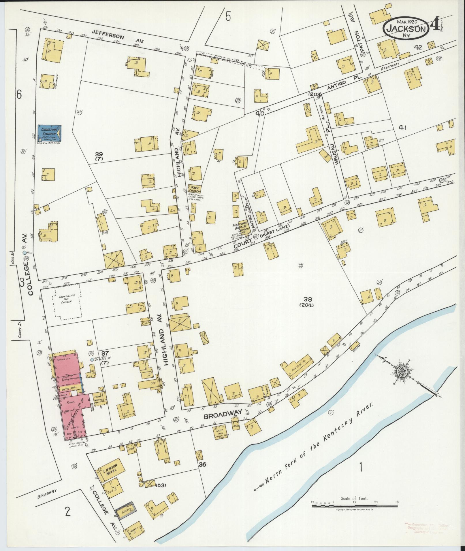 Sanborn Fire Insurance Map from Jackson, Breathitt County, Kentucky (1920), Sheet #0004 - Complete Map Set gallery image, historic Sanborn map, vintage wall art, Kentucky Kentucky
