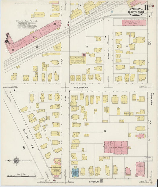 Sanborn Fire Insurance Map from Cortland, Cortland County, New York (1915), Sheet #0011 - Historic Sanborn Fire Insurance Map Print, vintage old map wall art, antique decor, genealogy gift, New York New York map