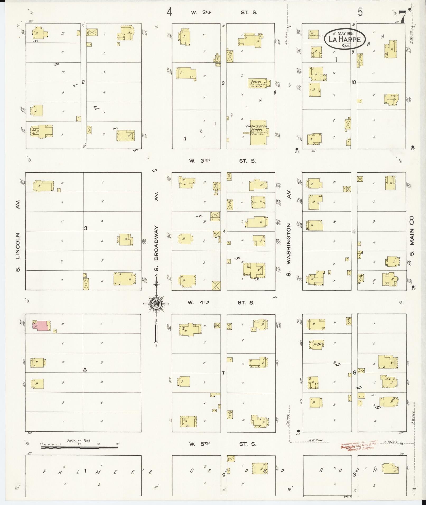 Sanborn Fire Insurance Map from La Harpe, Allen County, Kansas (1915), Sheet #0007 - Historic Sanborn Fire Insurance Map Print, vintage old map wall art, antique decor, genealogy gift, Kansas Kansas map
