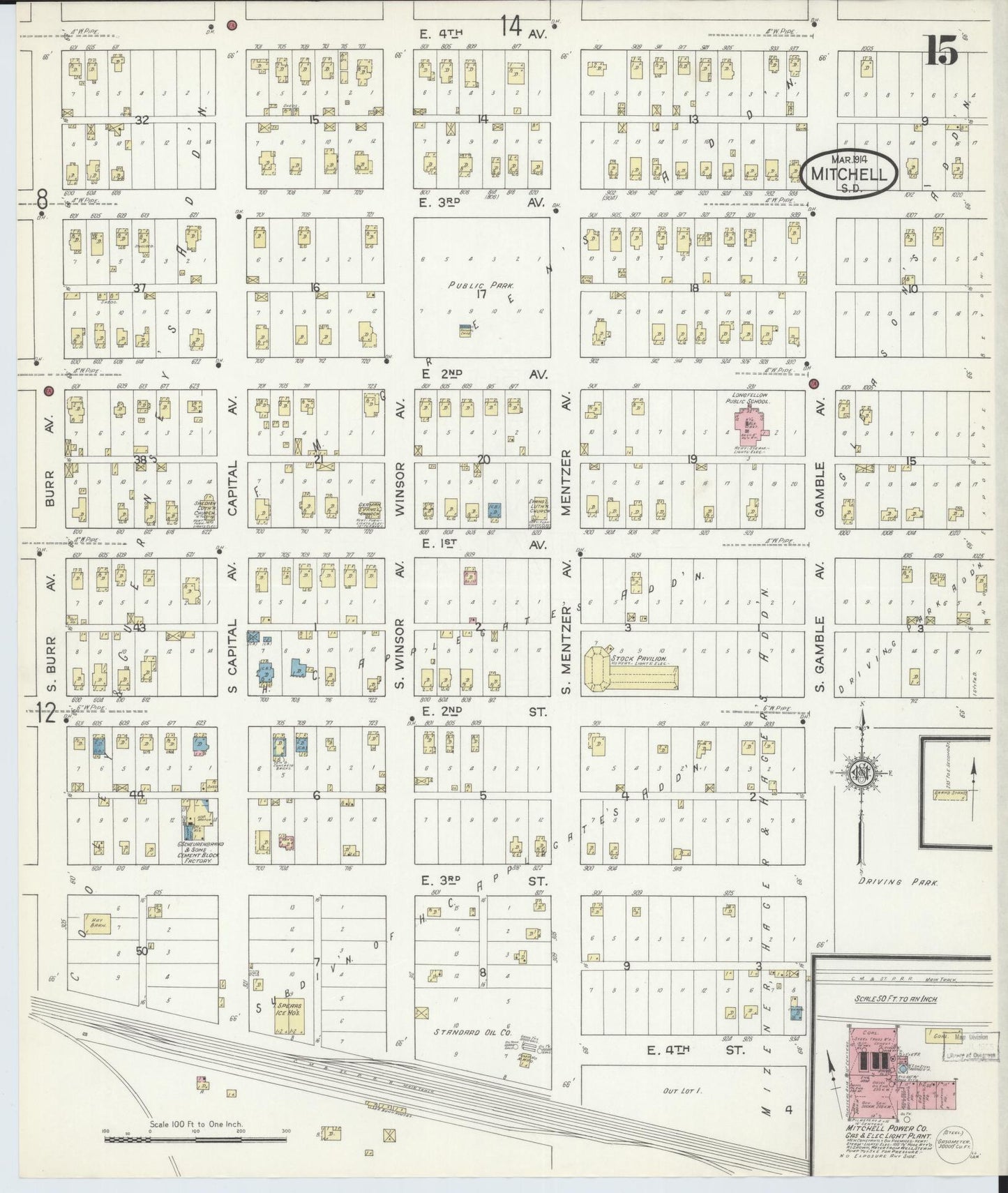 Sanborn Fire Insurance Map from Mitchell, Davison County, South Dakota (1914), Sheet #0015 - Historic Sanborn Fire Insurance Map Print, vintage old map wall art, antique decor, genealogy gift, South Dakota South Dakota map