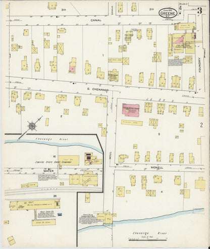 Sanborn Fire Insurance Map from Greene, Chenango County, New York (1915), Sheet #0003 - Historic Sanborn Fire Insurance Map Print, vintage old map wall art, antique decor, genealogy gift, New York New York map