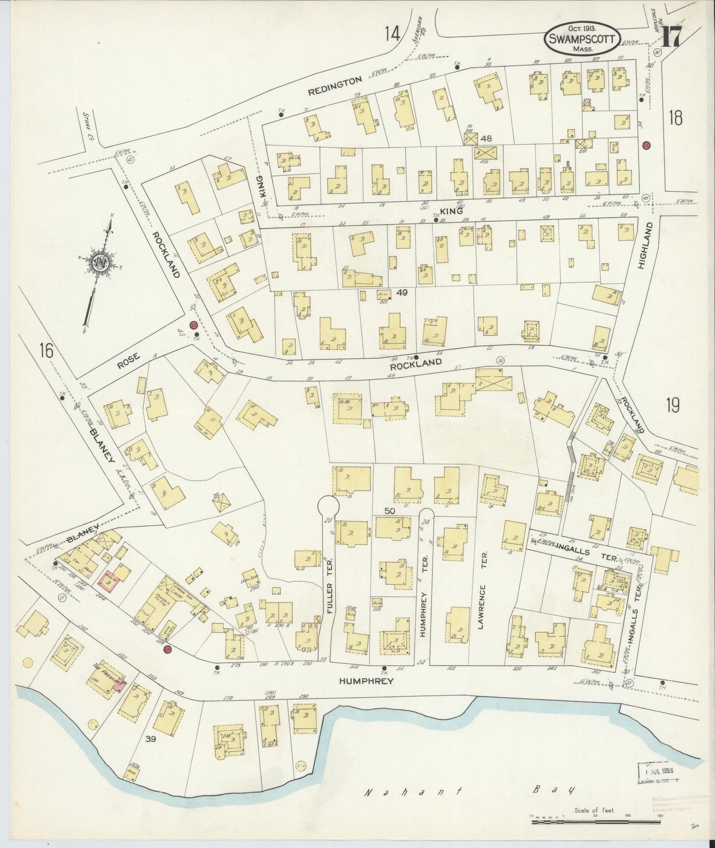 Sanborn Fire Insurance Map from Swampscott, Essex County, Massachusetts (1913), Sheet #0017 - Historic Sanborn Fire Insurance Map Print, vintage old map wall art, antique decor, genealogy gift, Massachusetts Massachusetts map