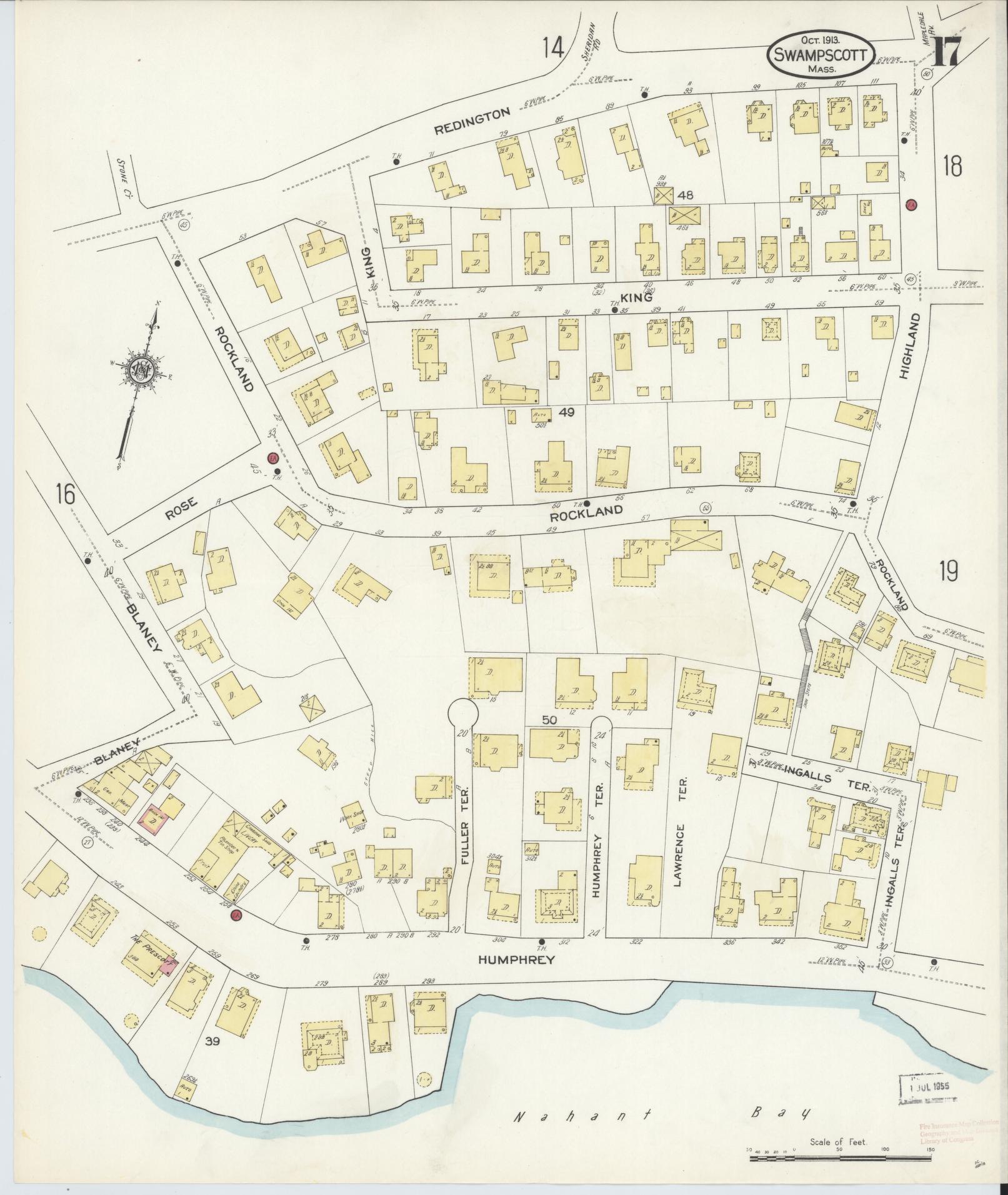 Sanborn Fire Insurance Map from Swampscott, Essex County, Massachusetts (1913), Sheet #0017 - Historic Sanborn Fire Insurance Map Print, vintage old map wall art, antique decor, genealogy gift, Massachusetts Massachusetts map